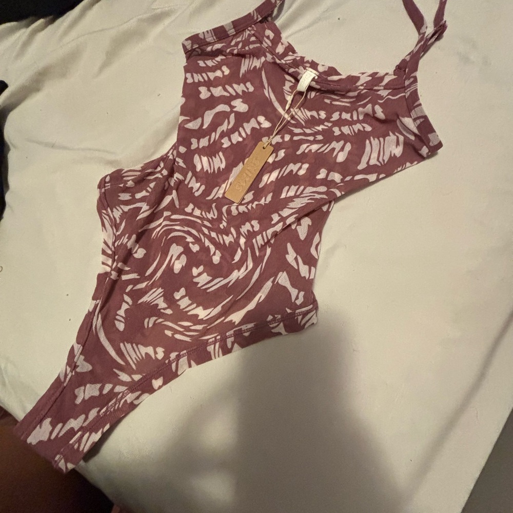 SKIMS Mauve and White Swirl Bodysuit